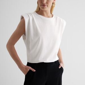 Express Green Crew Neck Shoulder Padded Muscle Tee, S